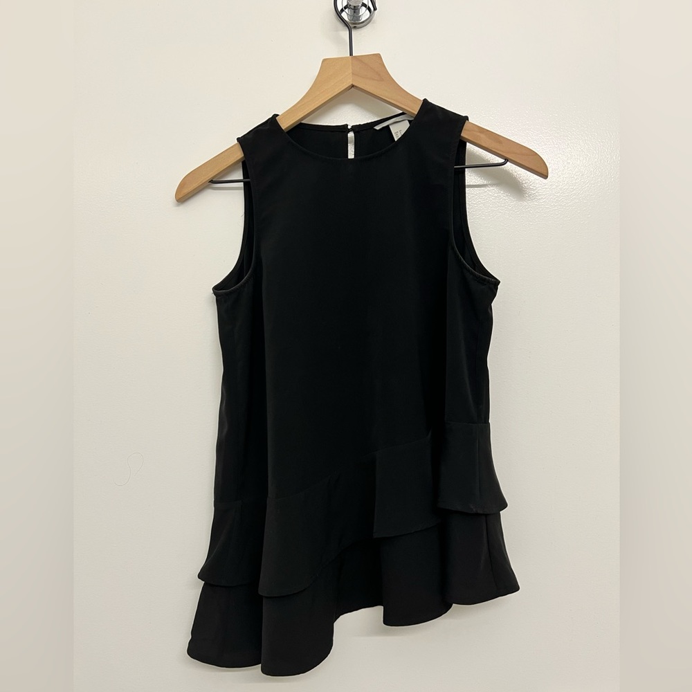 Asymmetric black work blouse